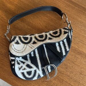 Dior Black and White Embellished Shoulder Bag